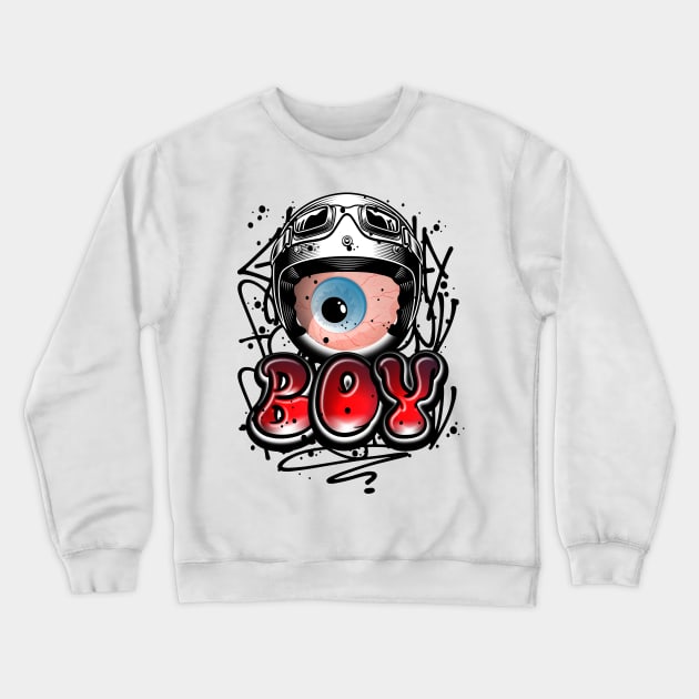 Monster Eye with helmet Graffiti Style Crewneck Sweatshirt by Mister Graffiti